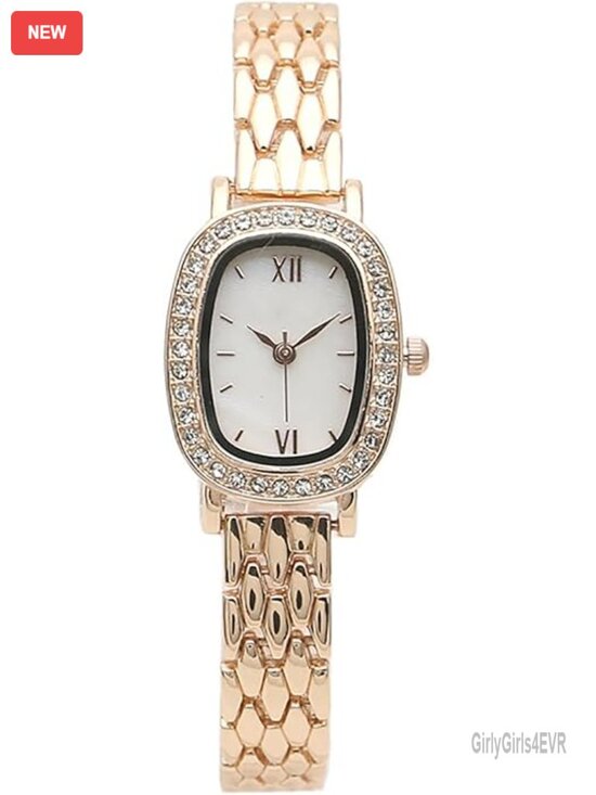 Oval Quartz Analog Wristwatch Adjustable Stainless Steel Band Waterproof